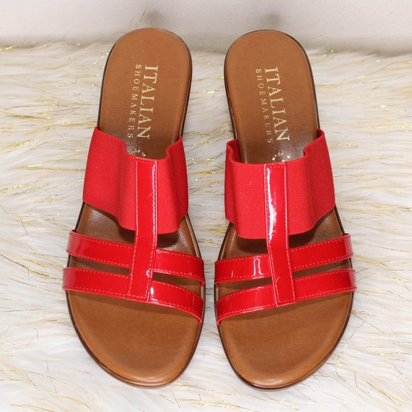 Italian Shoemakers Red Wedge Sandals - Picture 4 of 6